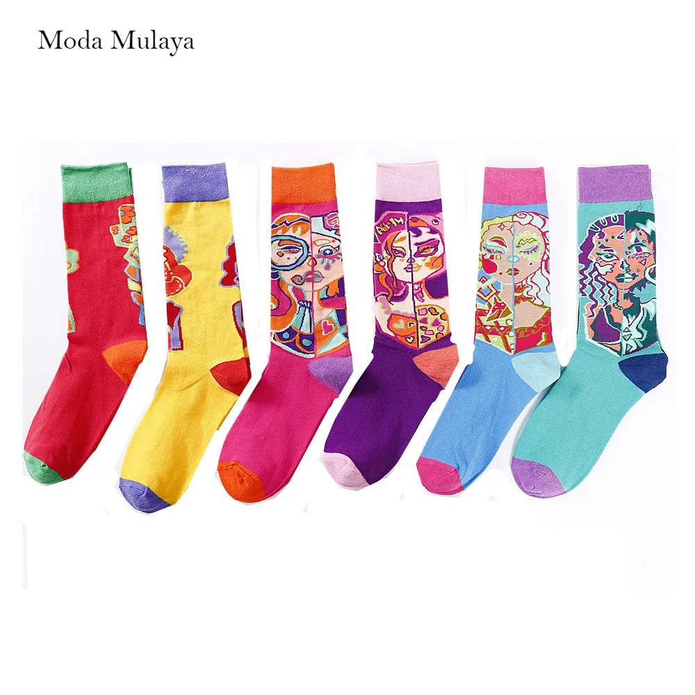 Moda Mulaya, забавные мужские носки, цветные, хлопок, зимние мужские носки, хлопок, высокое качество, хип-хоп, уличная одежда, крутые носки для мужчин