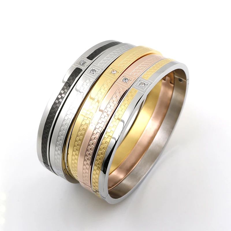 Красочный браслет из нержавеющей стали для женщин мозаика с кристаллами простой