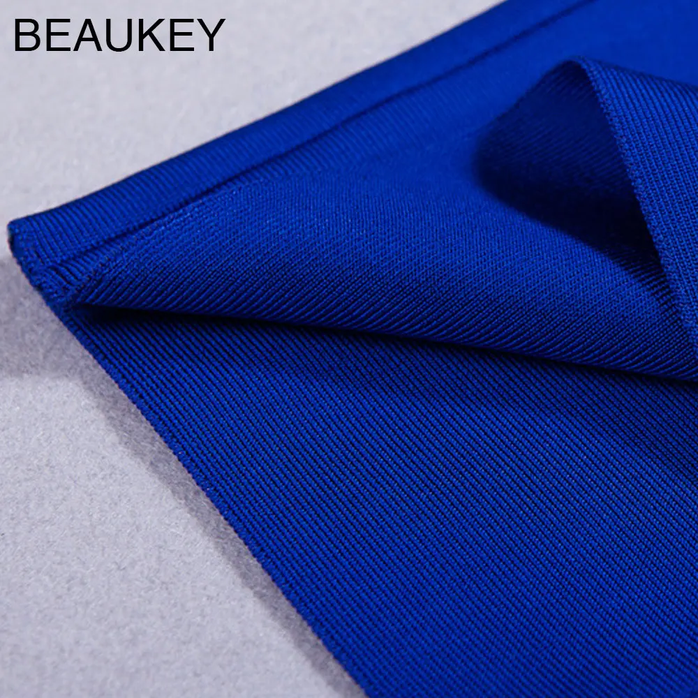 Женское облегающее платье BEAUKEY синее из вискозы с лямкой на шее открытой спиной