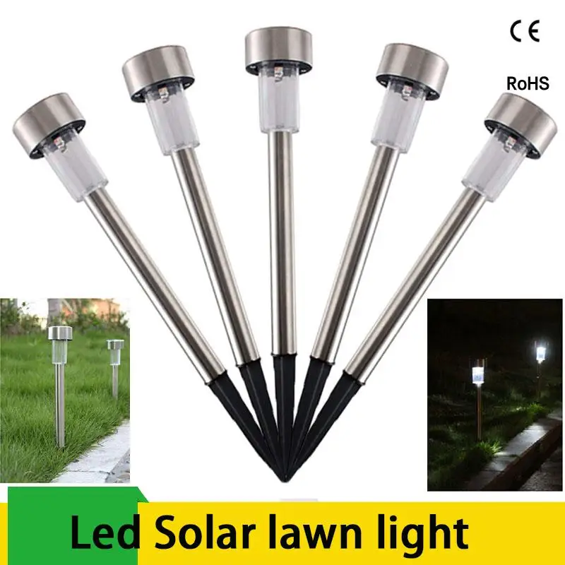 5 шт./лот светодиодный солнечный светильник из нержавеющей стали для газона