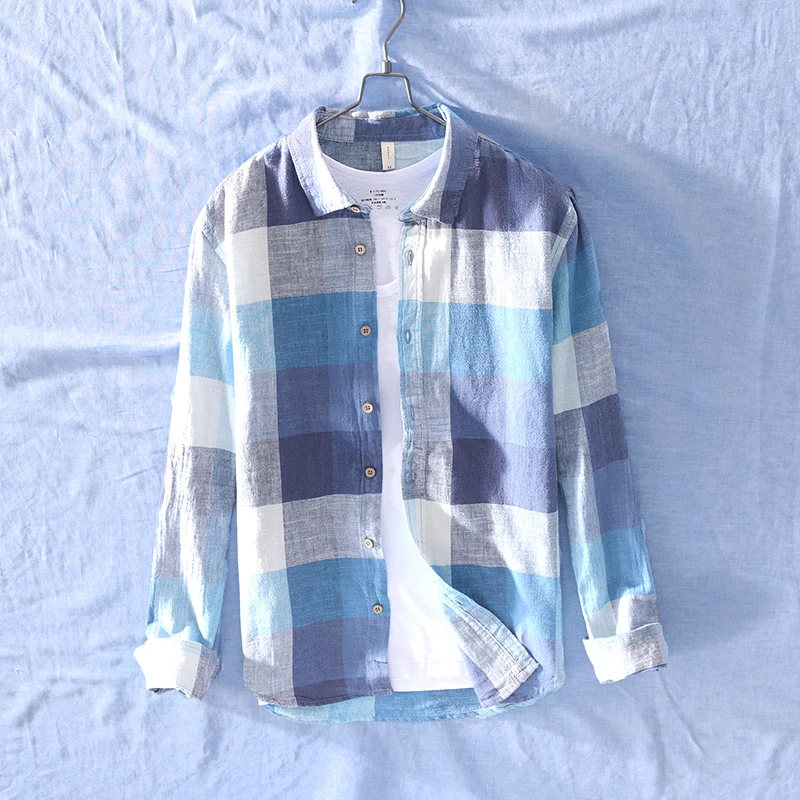 Vintage Chinese style Art linen+Cotton shirt Mens long Linen Shirts Summer Sleeve Casual Shirt Social Plus Size M-3XL | Мужская одежда