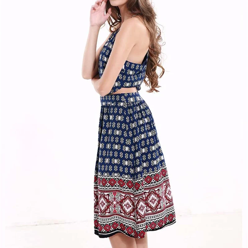 Старинные Цветочный Принт Спинки Vestidos 2017 Лето Женщины Sexy Beach Dress Без Бретелек