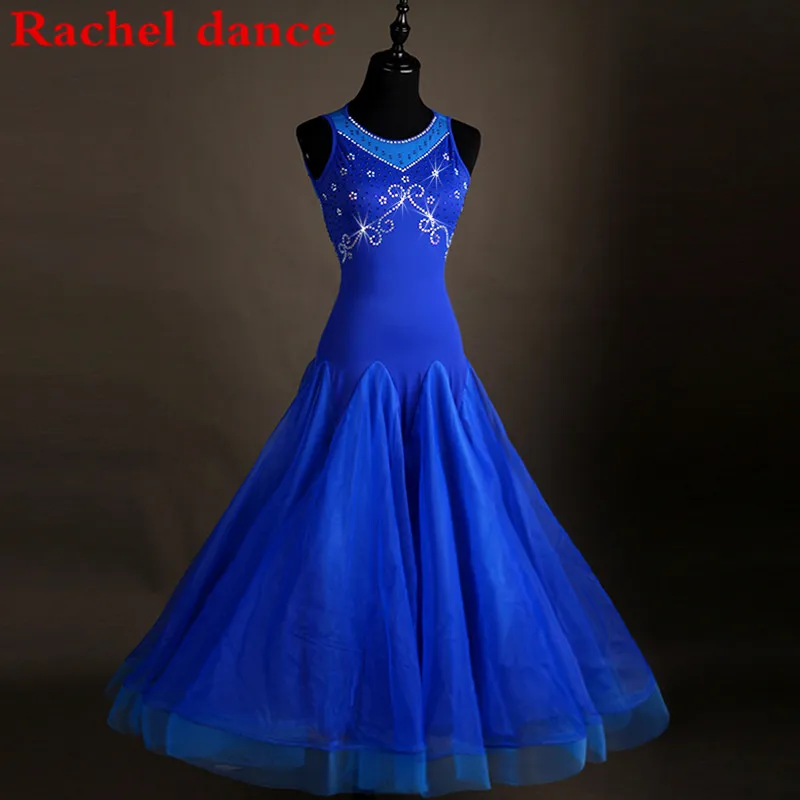 Синие платья для конкурса бальных танцев на заказ Женская юбка Современная