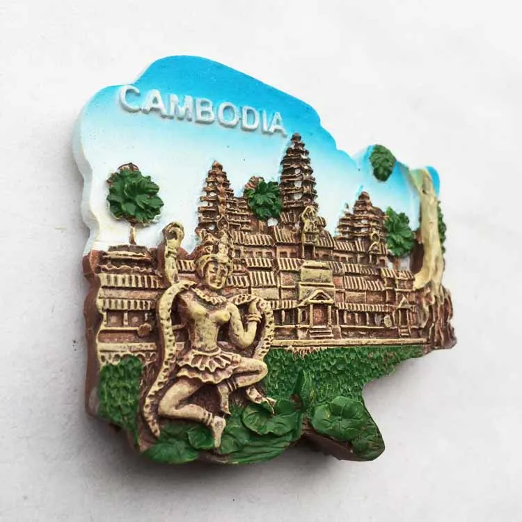 Cambodia Angkor Wat three-dimensional scenery tourist souvenirs magnetic stickers refrigerator | Дом и сад