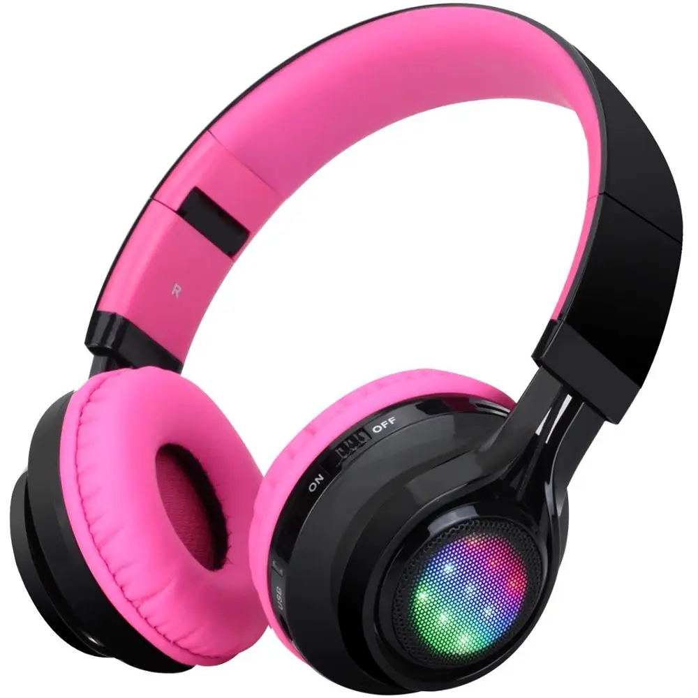 Мода Bluetooth игровая повязка AB005 для спорта беспроводная гарнитура Поддержка FM TF светодиодный светильник bluetooth наушники с микрофоном - Цвет: Rose without box