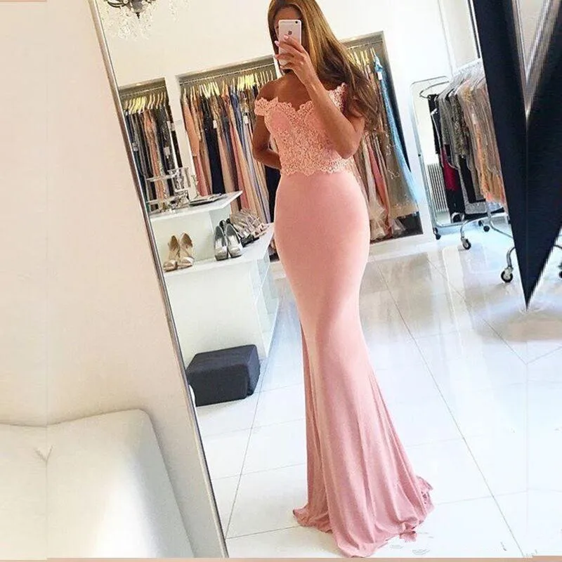 

Luxury Evening Dresses 2019 Mermaid Sleeveless Lace Embroidery Pink Women Formal Party Gown Prom Dress Robe de Soiree