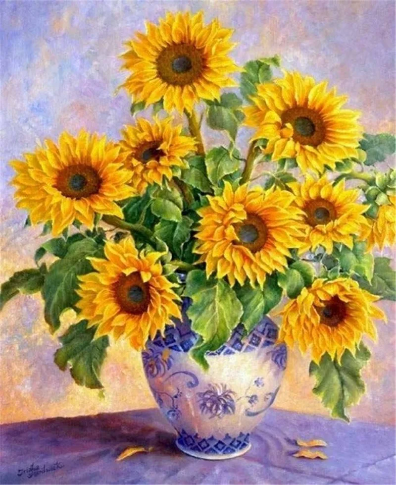 Алмазная мозаика полная вышивка цветок Подсолнух алмазная Кристальные круглые