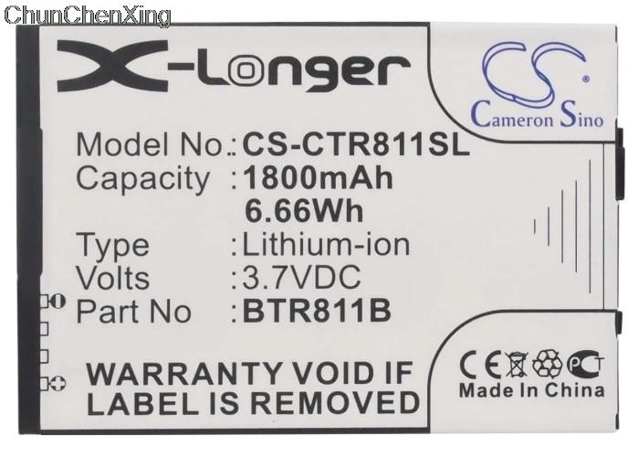 Аккумулятор Cameron Sino BTR811B 1800 мАч для Casio C811 командировочного 2 4G LTE|Аккумуляторы