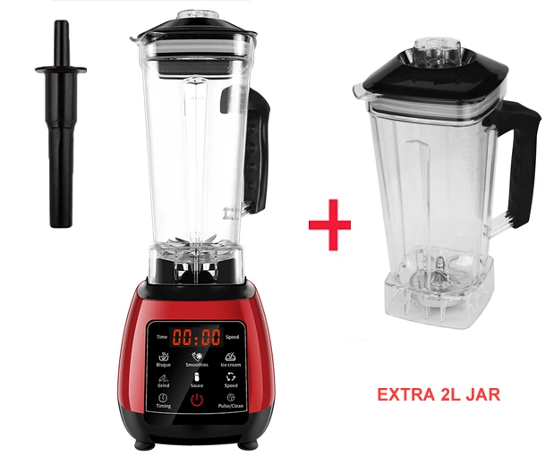 Цифровой 3HP BPA FREE 2L автоматический тачпад профессиональный блендер, миксер, соковыжималка, мощный кухонный комбайн, фруктовые смузи - Цвет: RED Extra 2L Jar