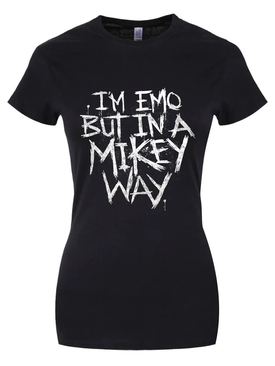 I'm Emo But In A Mikey Way Женская Черная Футболка хорошего качества брендовая футболка