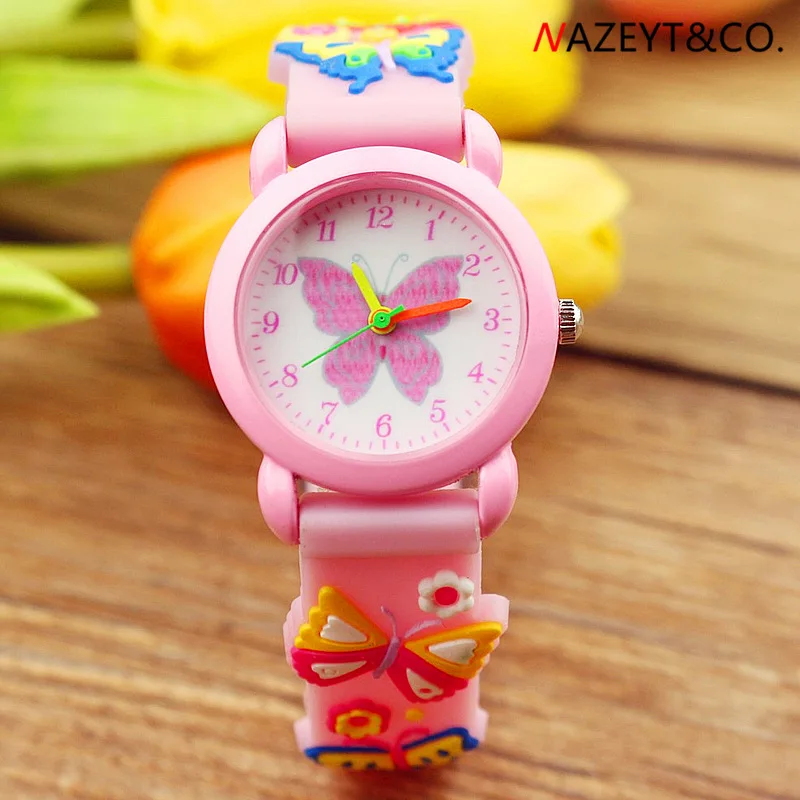 

2021New 3D quartz watch for children cute butterfly silica gel jelly watch for boys and girls in primary school