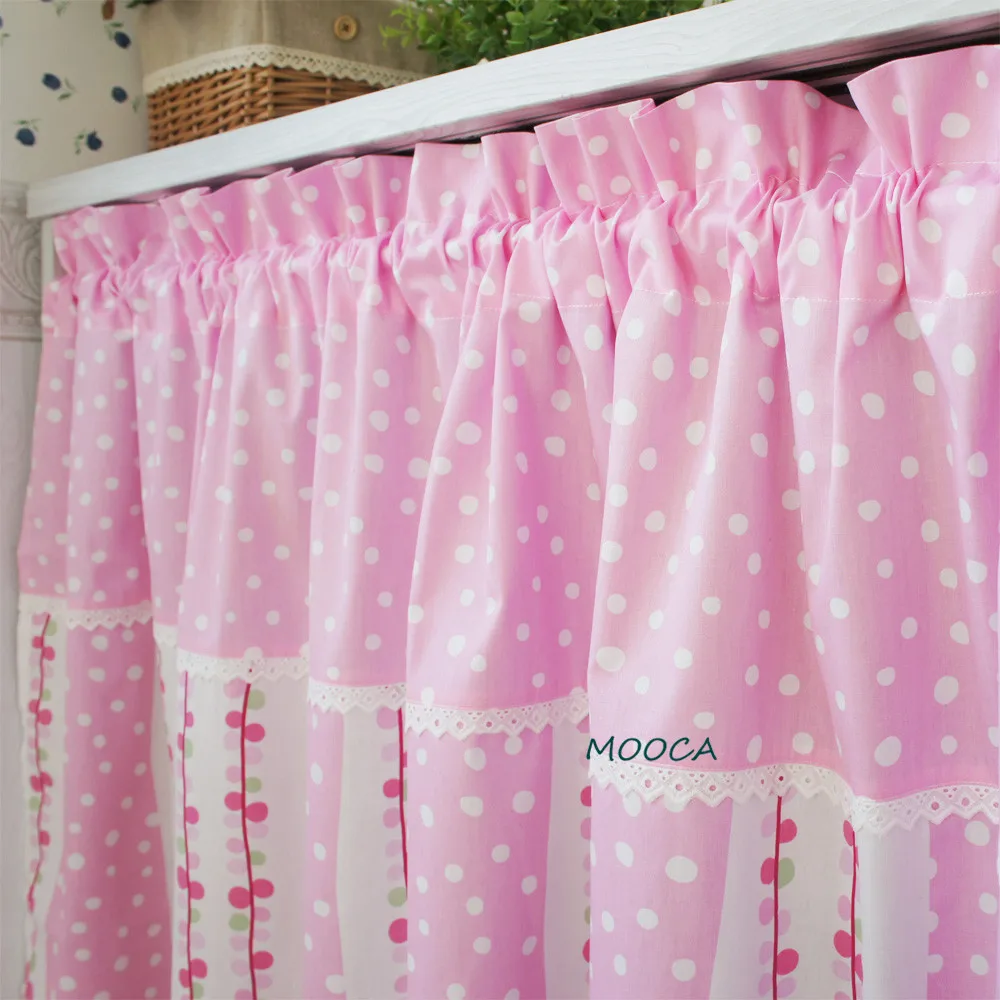 Симпатичная розовая задняя шторка из хлопка в горошек | Дом и сад