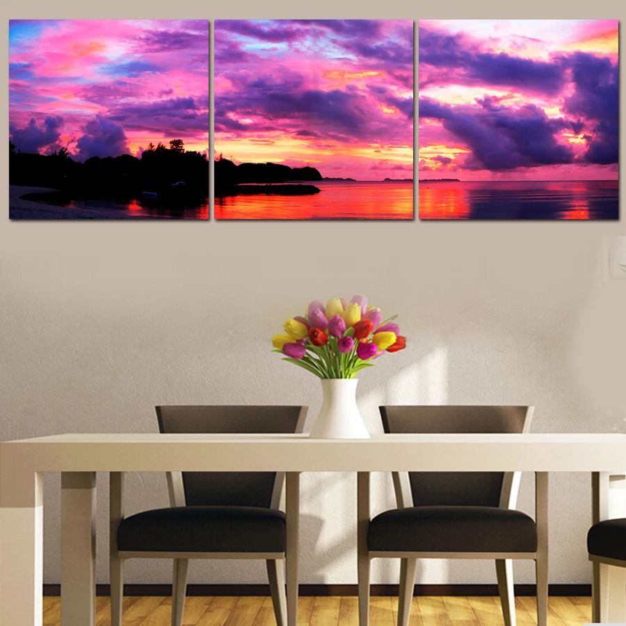 3 шт. Печать на холсте декорация живопись красочные закат домашний декор