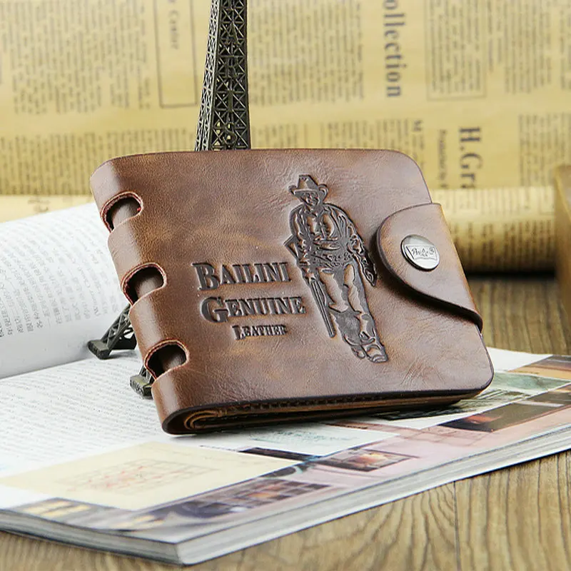 10 стили Особое мужчины в винтажный бумажник двойные коричневый натуральная кожа