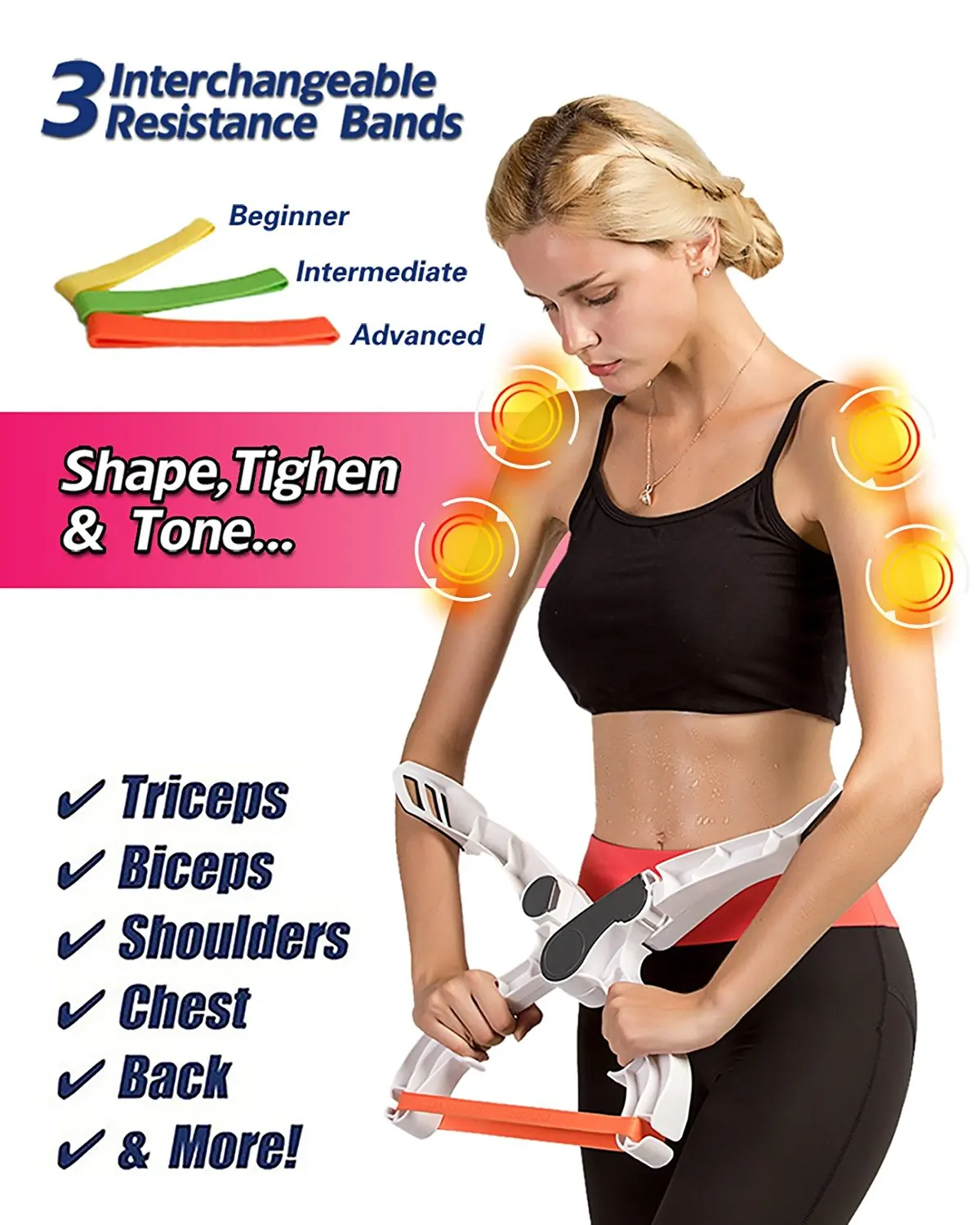 

Arm Workout Machine Upper Body Resistance Excerise with 3 System Resistance Training Bands for Women Tones Strengthens Biceps