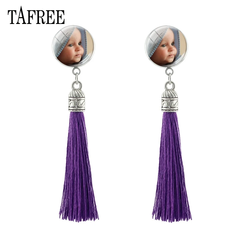 TAFREE Новый кисточкой серьги с фотографией Рождественский подарок для мамы можно
