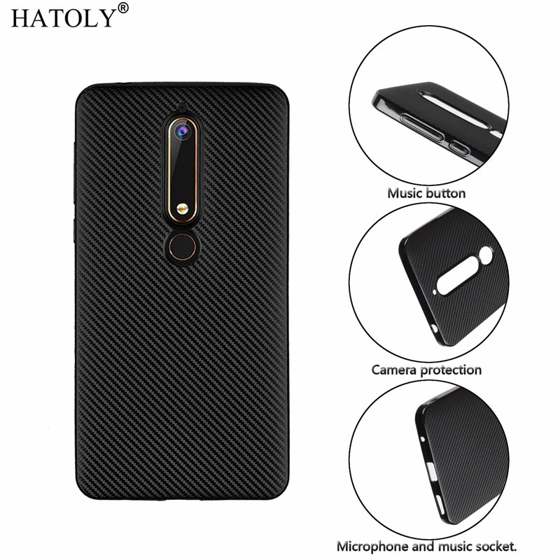 Чехол HATOLY для Nokia 6 1 2018 чехол Ультратонкий Мягкий из ТПУ и углеволокна TA-1043 TA-1050 |