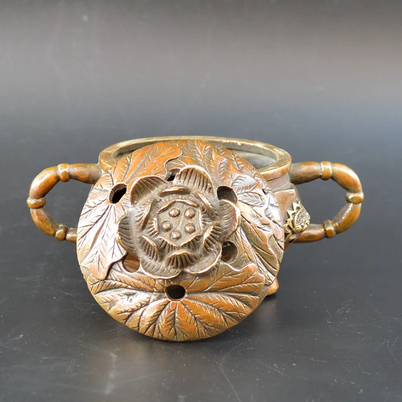 

Pure copper lotus golden frog smoked stove, sandalwood stove, collection handicraft, home decoration.