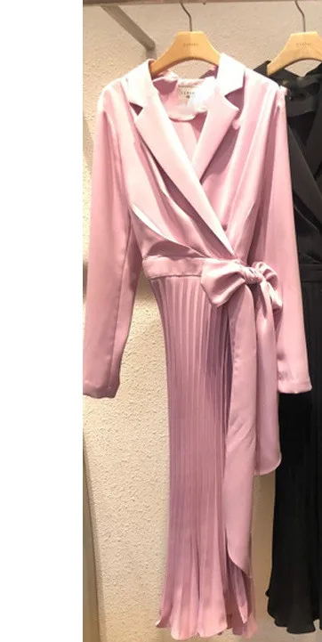 Женское платье элегантные плиссированные платья с поясом на талии для офиса