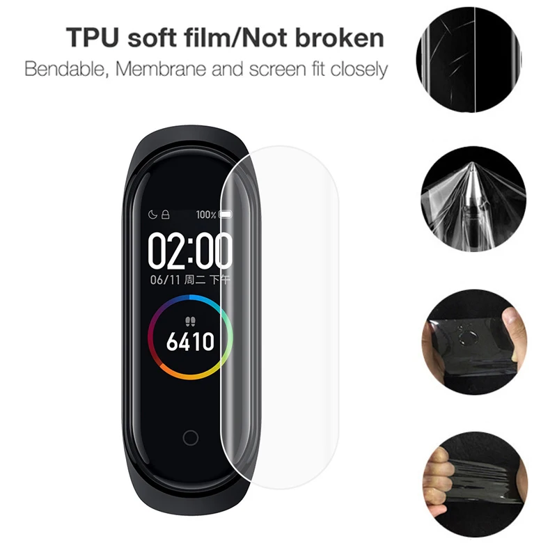 10 шт. для Xiaomi mi Band 4 Защита экрана mi band4 умный Браслет полное покрытие ультра тонкая защитная пленка не закаленное стекло