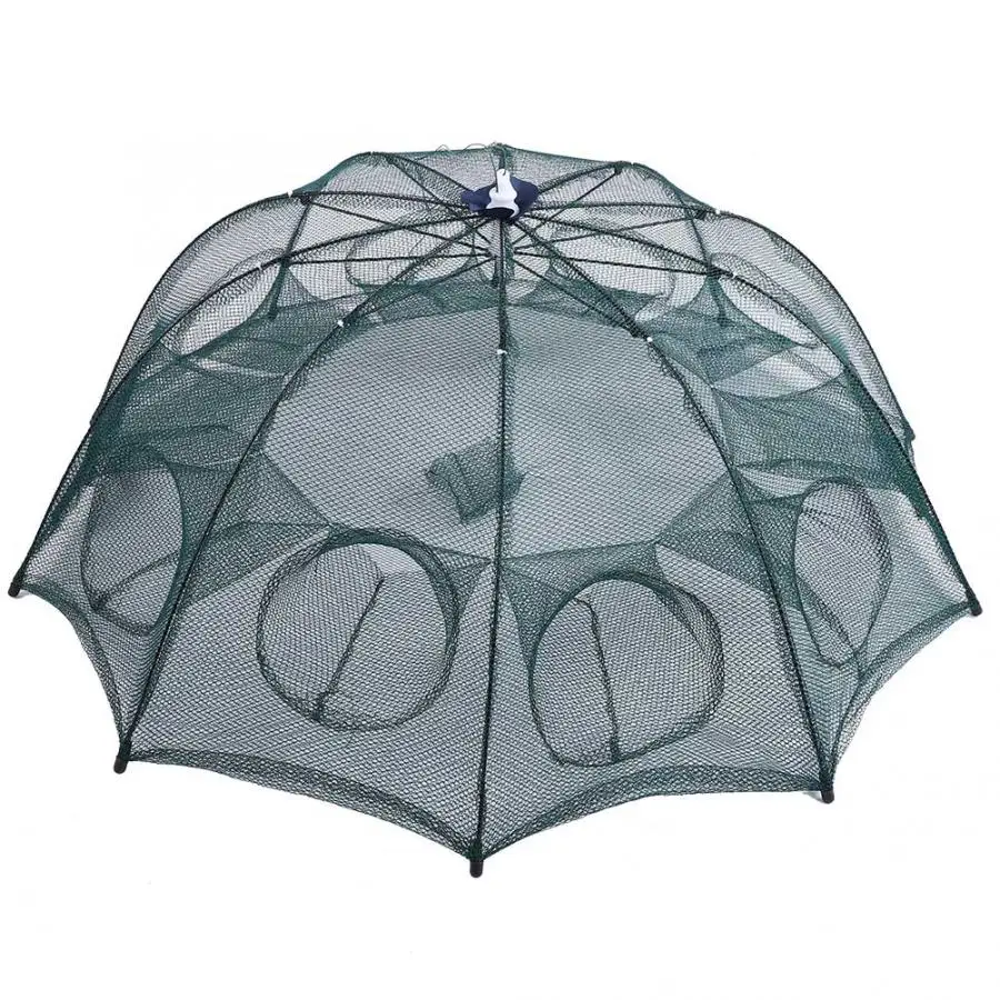 Folded Portable For 4/6/8/10 Hole Automatic Fishing Shrimp Trap Fishing Net Fish Shrimp Minnow Crab Baits Cast Mesh Trap