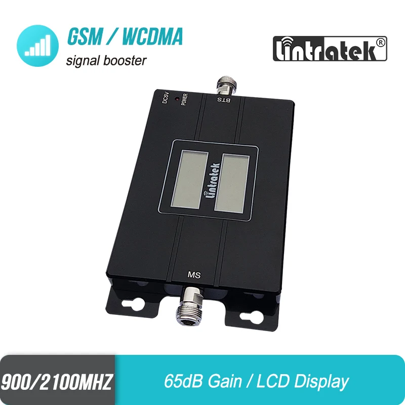 Двухдиапазонный усилитель с двумя ЖК дисплеями 2G GSM 3G WCDMA 65 дБ усиление 900 МГц UMTS 2100