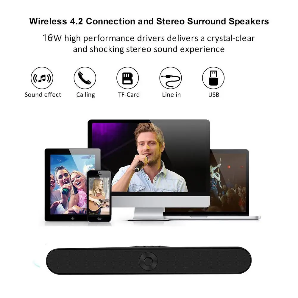 Jeebel Bluetooth динамик LP S11 беспроводной стерео Бас Звук бар Аудиомагнитола TF AUX