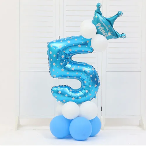 Blue 5 32 inch Количество шар розовый синий цифра гелия шары День рождения украшение для мероприятий, вечеринок, свадьбы Поставки номер фольги big шаре - Цвет: Blue 5