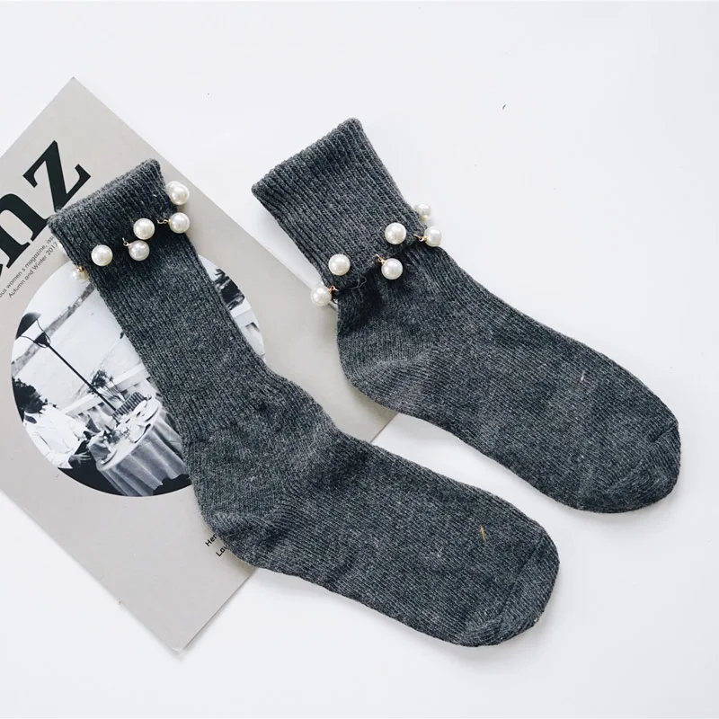 

[COSPLACOOL]Handmade Pearl Wool Socks Japan Heap Heap Socks Women Fashion Korean Candy Color Warm Calcetines Mujer