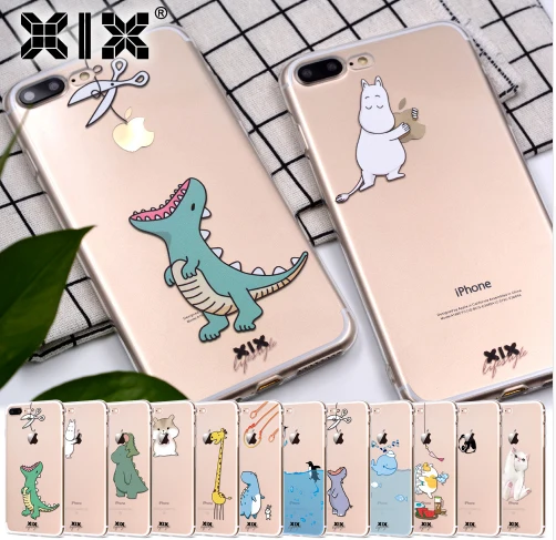 Чехол Funda для iPhone 6 5 5S 5C 6S 7 Plus X Cute Dinosaur мягкий чехол из ТПУ Оригинальный 8|Бамперы| |