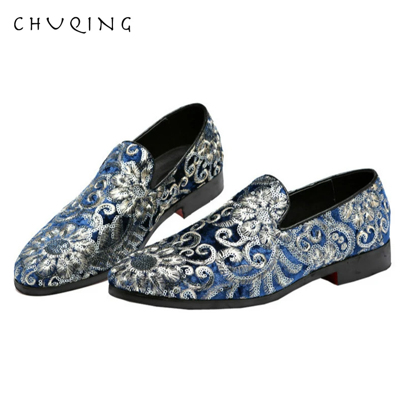 CHUQING Casual Loafers Embroidery Set Men's Shoes Retro Fashion Wild | Обувь