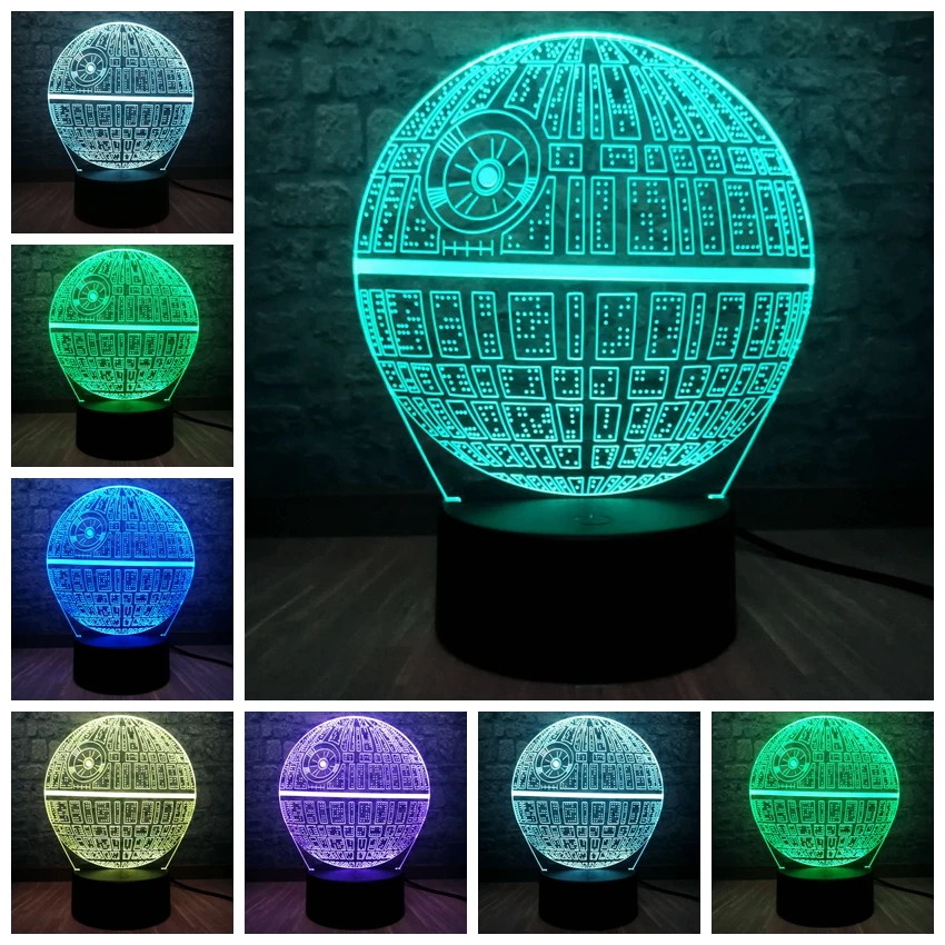 Звездные войны Звезда смерти DS-1 платформа конечное оружие 3D LED многоцветная