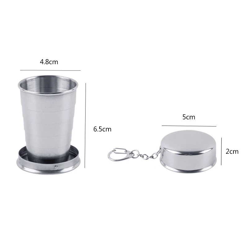 1 pc 75 ML Mini Glass Stainless Steel Portable Travel Folding Mug Telescopic Outdoor Folded Cups Collapsible Water Beer | Дом и сад