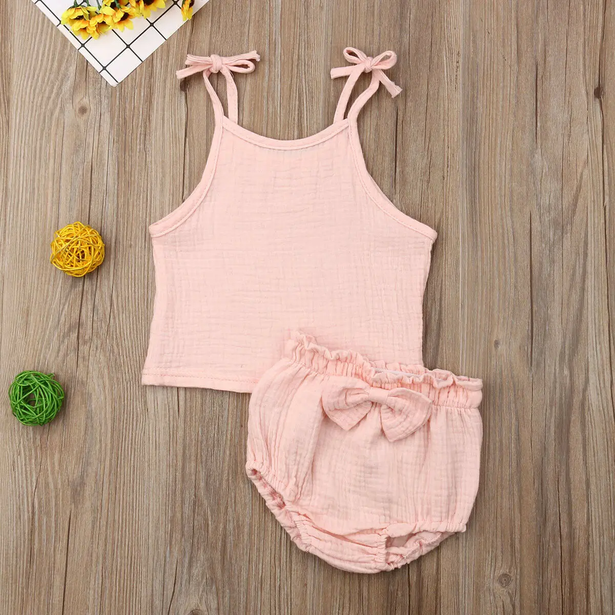 Хлопковый жилет для маленьких девочек 2-5 лет + шорты комплект из 2 предметов