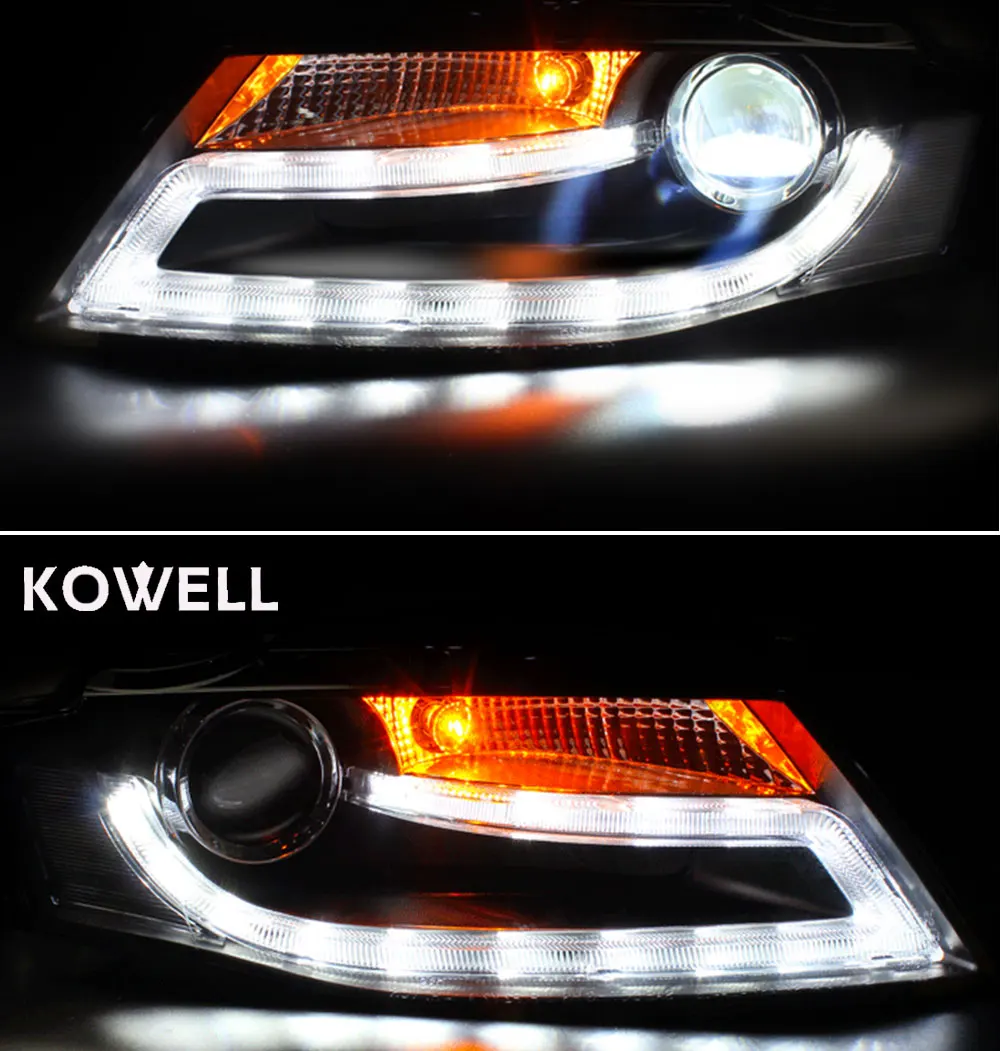Kowell Автомобиль Стайлинг для Audi A4 B8 Фары для автомобиля 2009-2012 A4L светодиодные фары LED DRL bi xenon объектив высокого низкая луч парковка