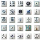 Новинка, современные наволочки с морским принтом, льняные наволочки с якорем и штурвалом, чехол для дивана, спальное сиденье, домашний декор