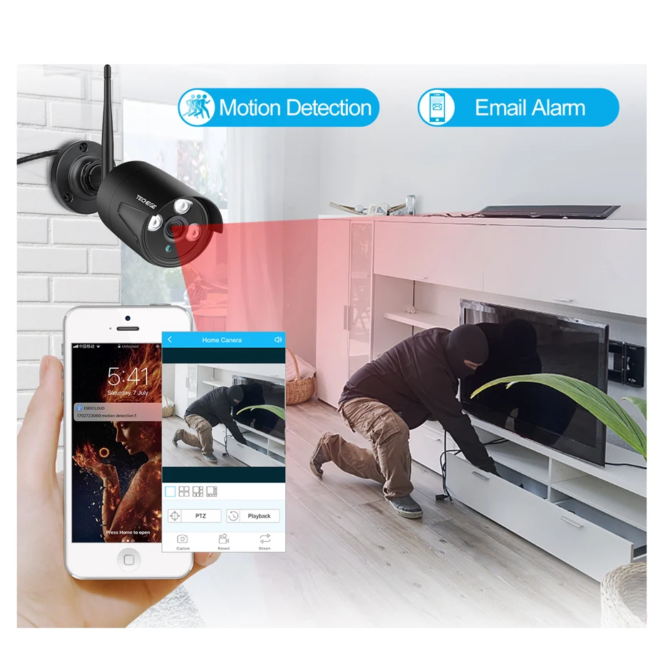 Techege 8CH Беспроводная CCTV система 1080P 2MP NVR Водонепроницаемая наружная камера IP