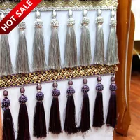 New 15M/Lot 16.5cm Wide Curtain Accessories Beads Lace Long Tassel Fringes Trim Ribbon DIY Drapery Cloth Sewing Textile Curtain