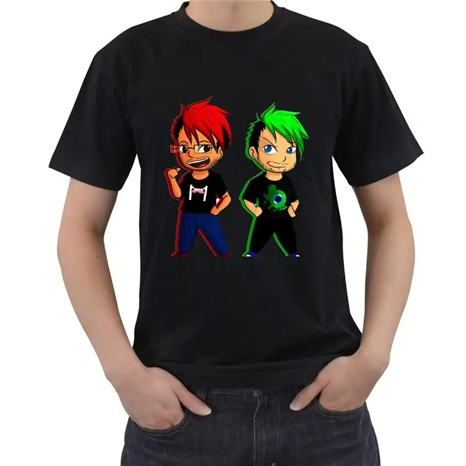 Мужская футболка с коротким рукавом Markiplier Jacksepticeye черная мультяшным рисунком