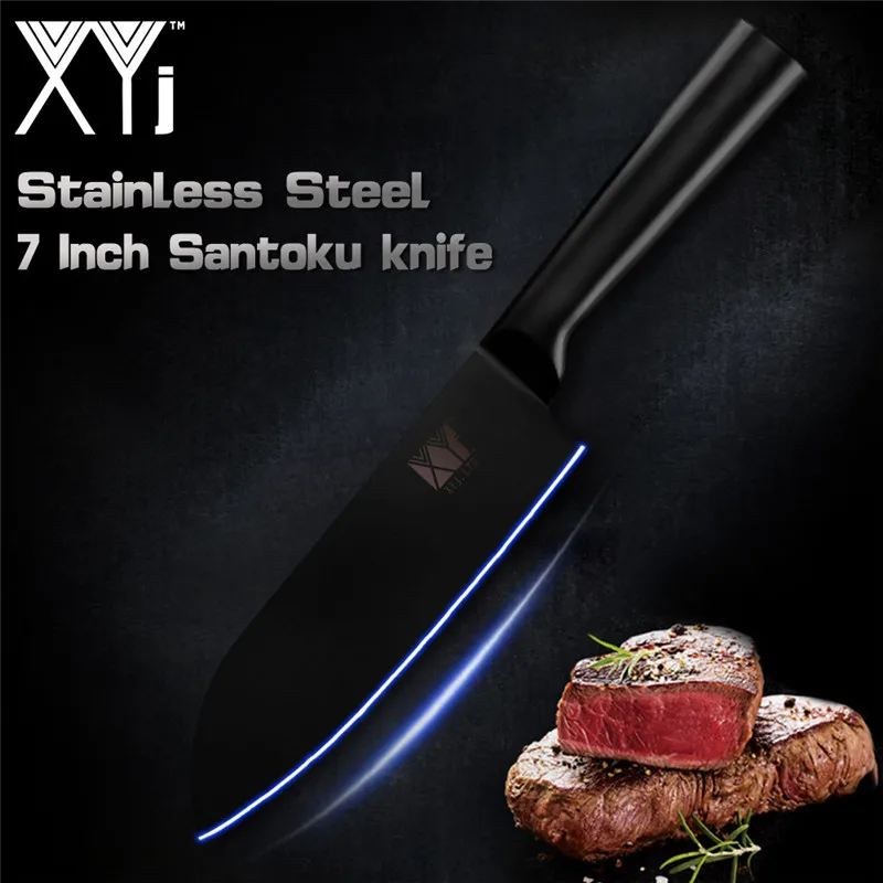 E.santoku knife XYj Кливер набор кухонных ножей 4cr14 из нержавеющей стали держатель ножей подставка утилита Santoku разделочные ножи накири точилка стержень подарок - Цвет: E.santoku knife