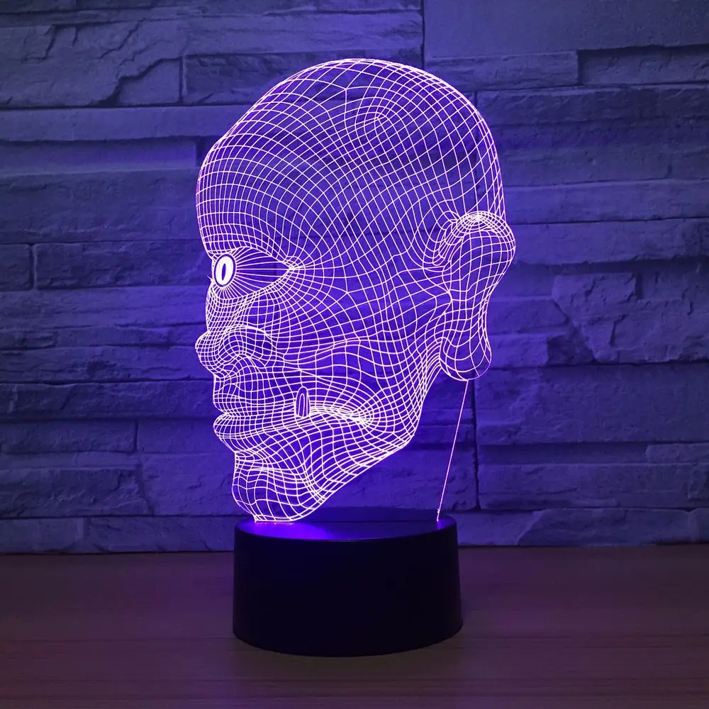 3d светодиодный ная лампа в виде черепа с питанием от USB 7 цветов удивительная