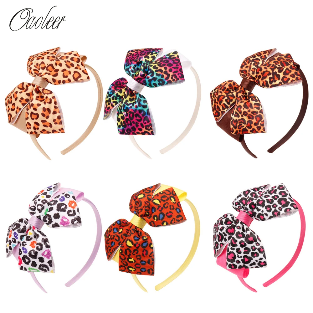 6 шт./лот 5 &quotцветной ободок для волос с леопардовым принтом девочек лента бантом