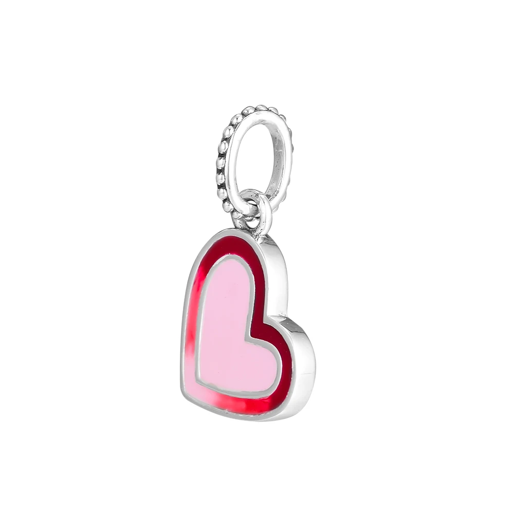 925 Sterling Silver Asymmetric Heart of Love Charm Mixed Enamel Original Jewelry Making Fits For Bracelets &amp Bangle | Украшения и
