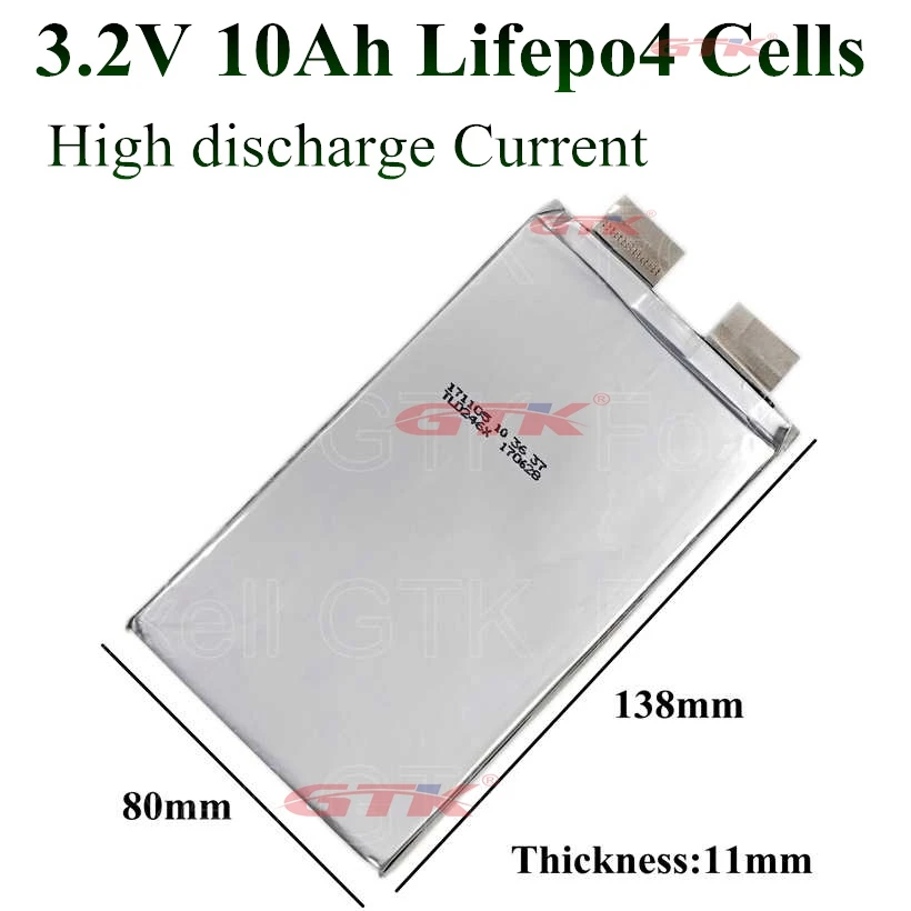 1 шт. GTK 3,2 v 10ah lifepo4 10000 mah аккумулятор 10ah 3,2 V аккумулятор 3,2 v 30A длинные вкладки наконечники для аккумулятора