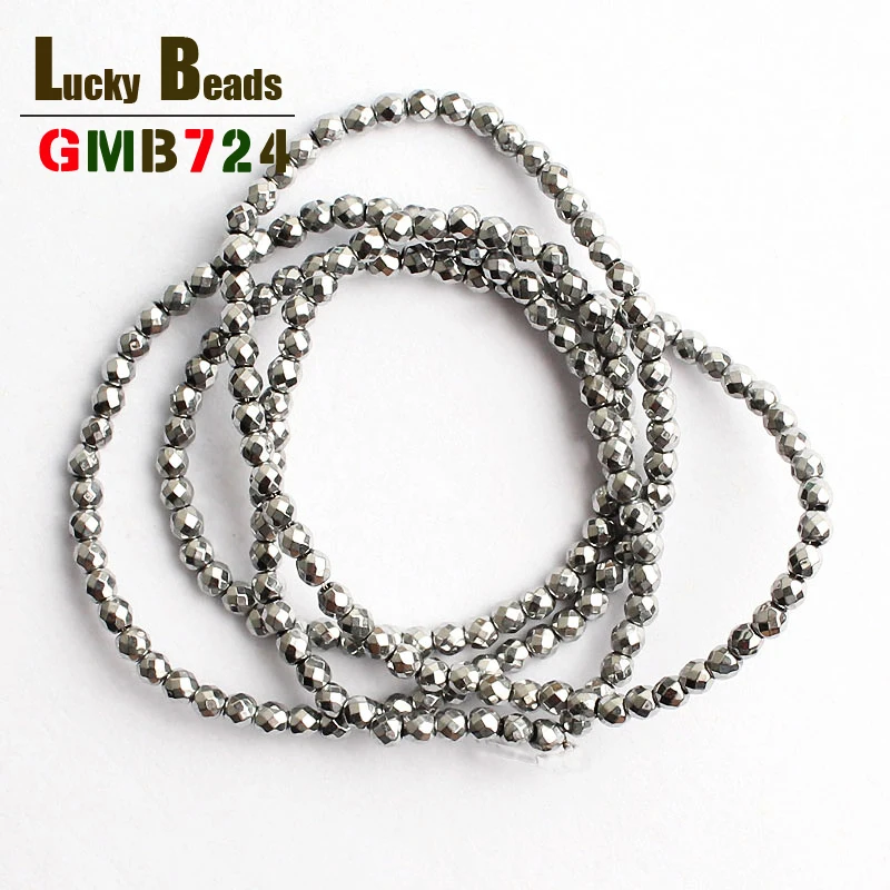 Граненые бусины из гематита 2 мм Женский размер 180 шт./лот натурального камня для