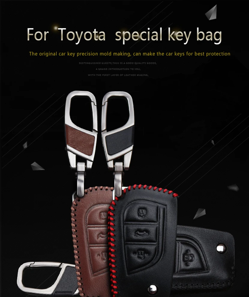 Чехол для ключей автомобиля для Toyota RAV4 CHR Auris Yaris Avensis Aygo Camry Prius Vitz Prado Fortuner кожаный чехол для ключей