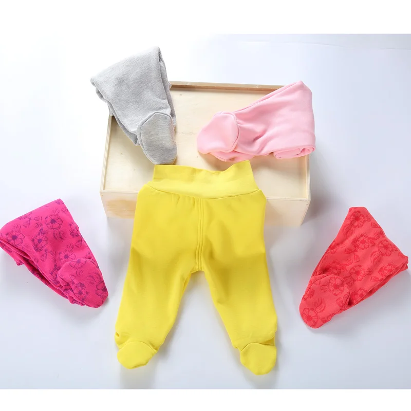 Детские теплые штаны с высокой талией для защиты живота осенне зимние толстые