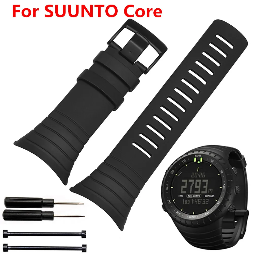 Силиконовые часы группа резиновые ремешок браслет 25 мм для Suunto Core наручных часов