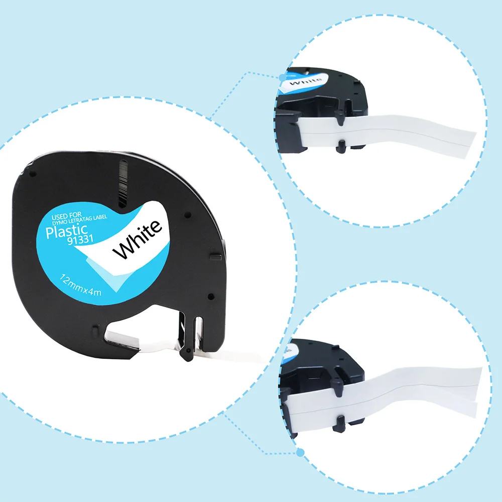 Absoonic 5 шт. для Dymo Letratag 91201 этикетки ленты черный на белом 12 мм * 4 м совместимый с 91331