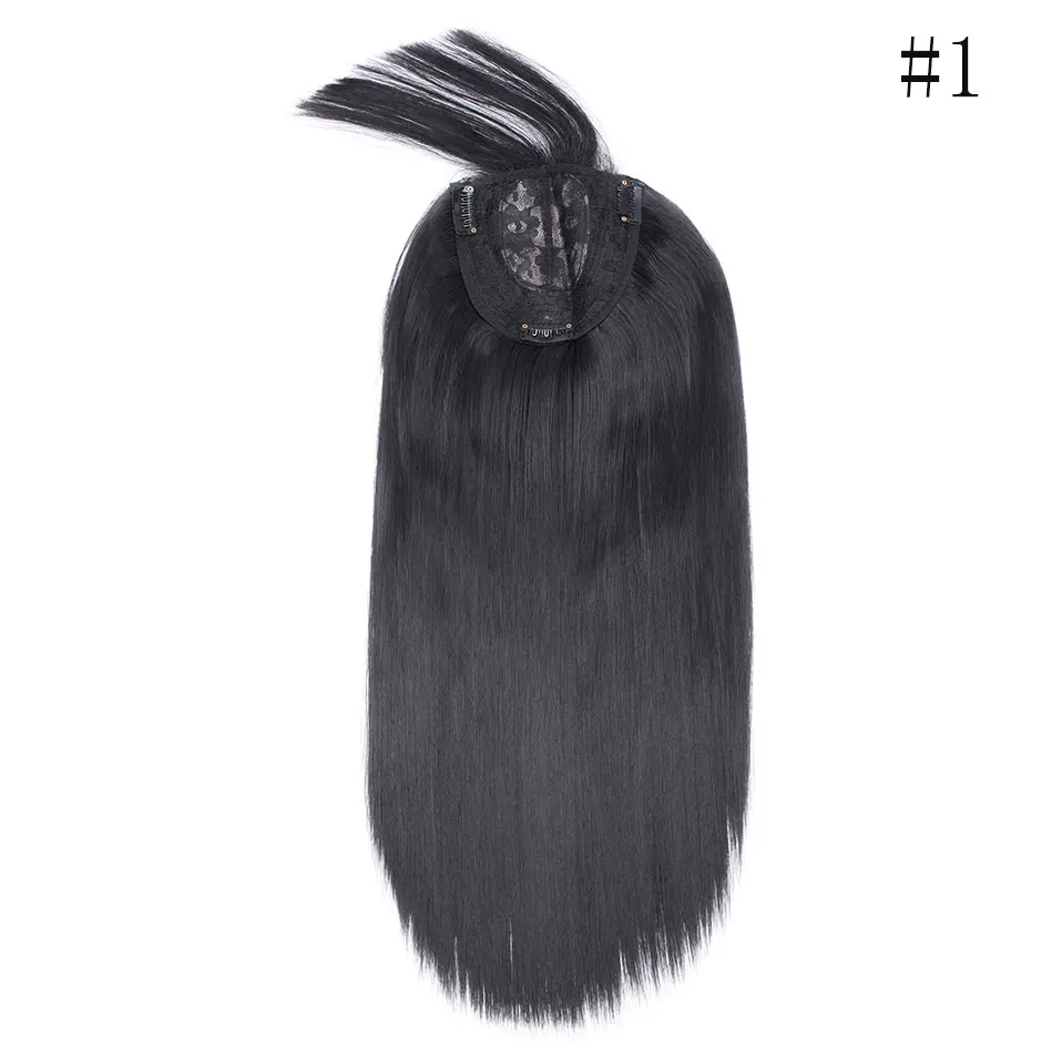 dark black SNOILITE, 17 дюймов, 3 зажима, цельные волосы для наращивания, длинные прямые волосы для наращивания, синтетические верхние волосы с челкой - Цвет: dark black